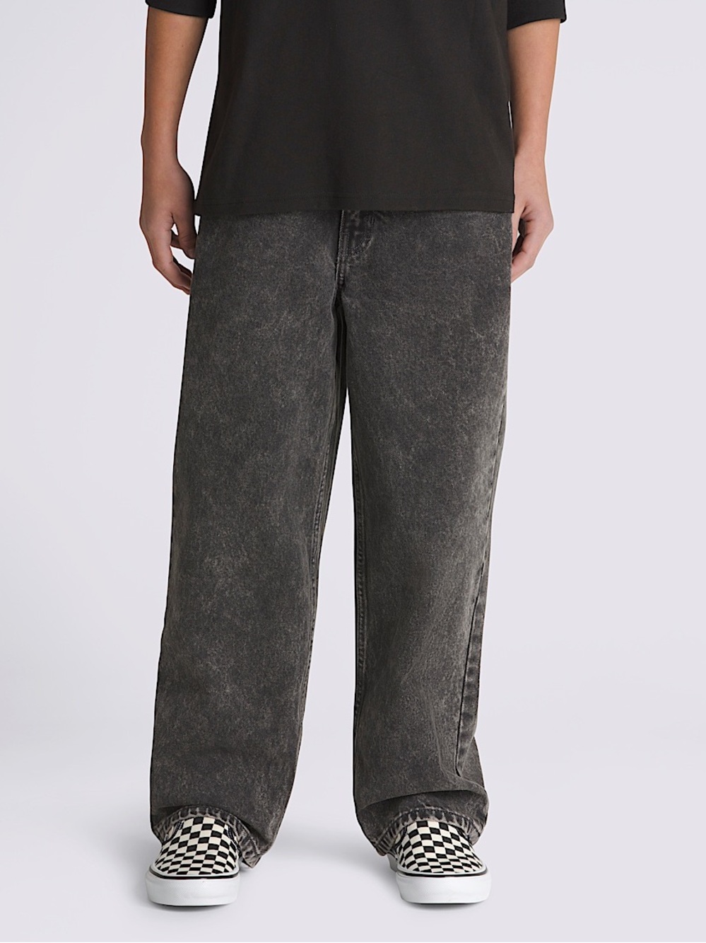 Vans Boys Check-5 Baggy Denim Jeans Stonewash Black Size 20x30 New